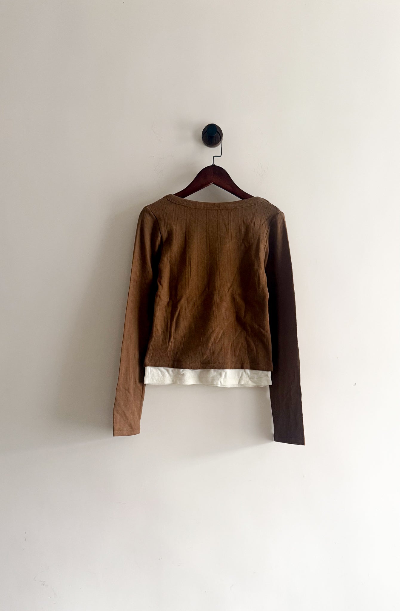 year end sale -2-in 1 button tee （matcha/grey/brown/black)