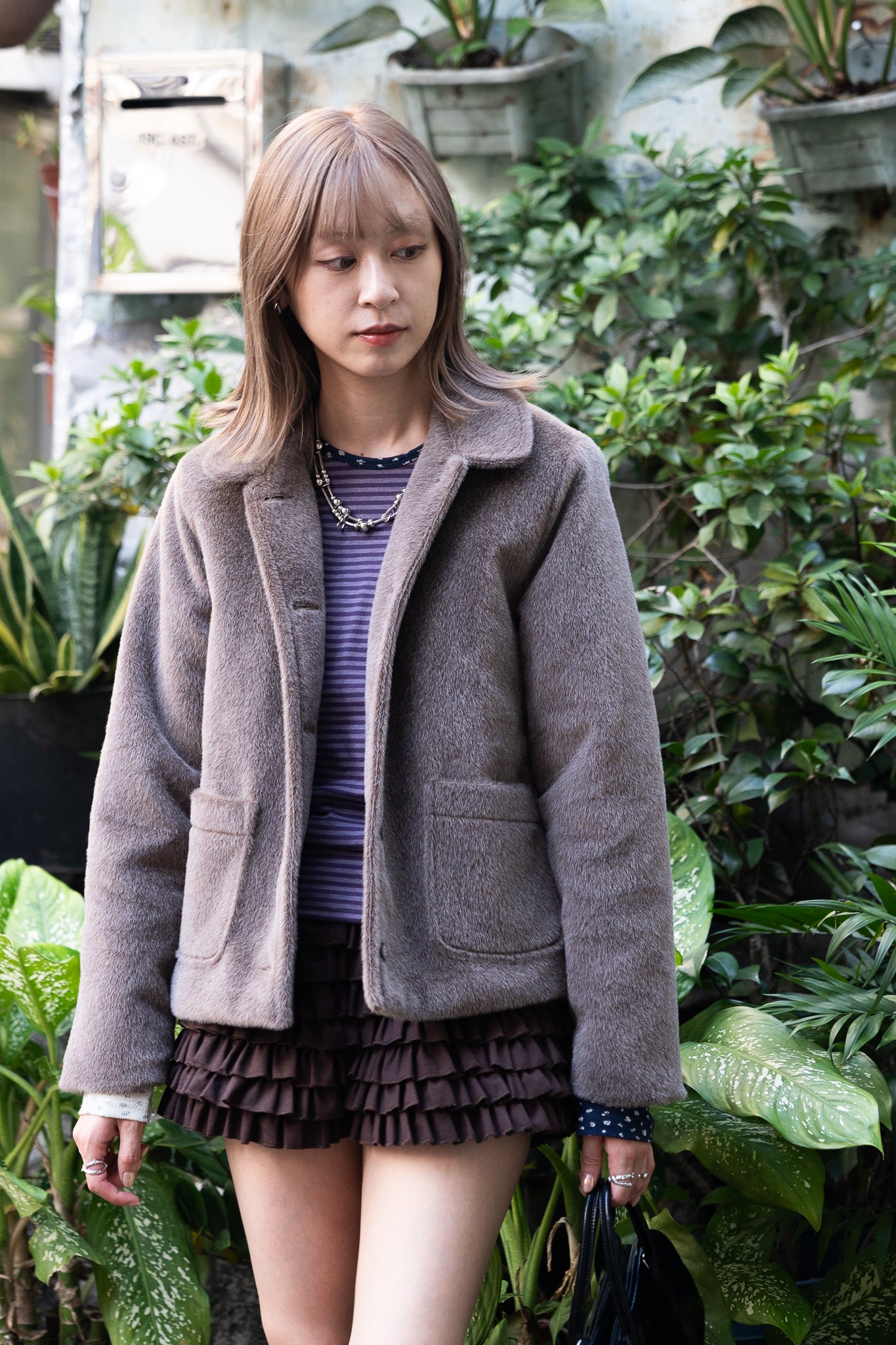 momo jacket (brown/black) 少量現貨