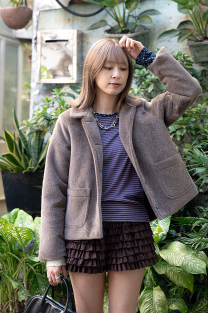 momo jacket (brown/black) 少量現貨