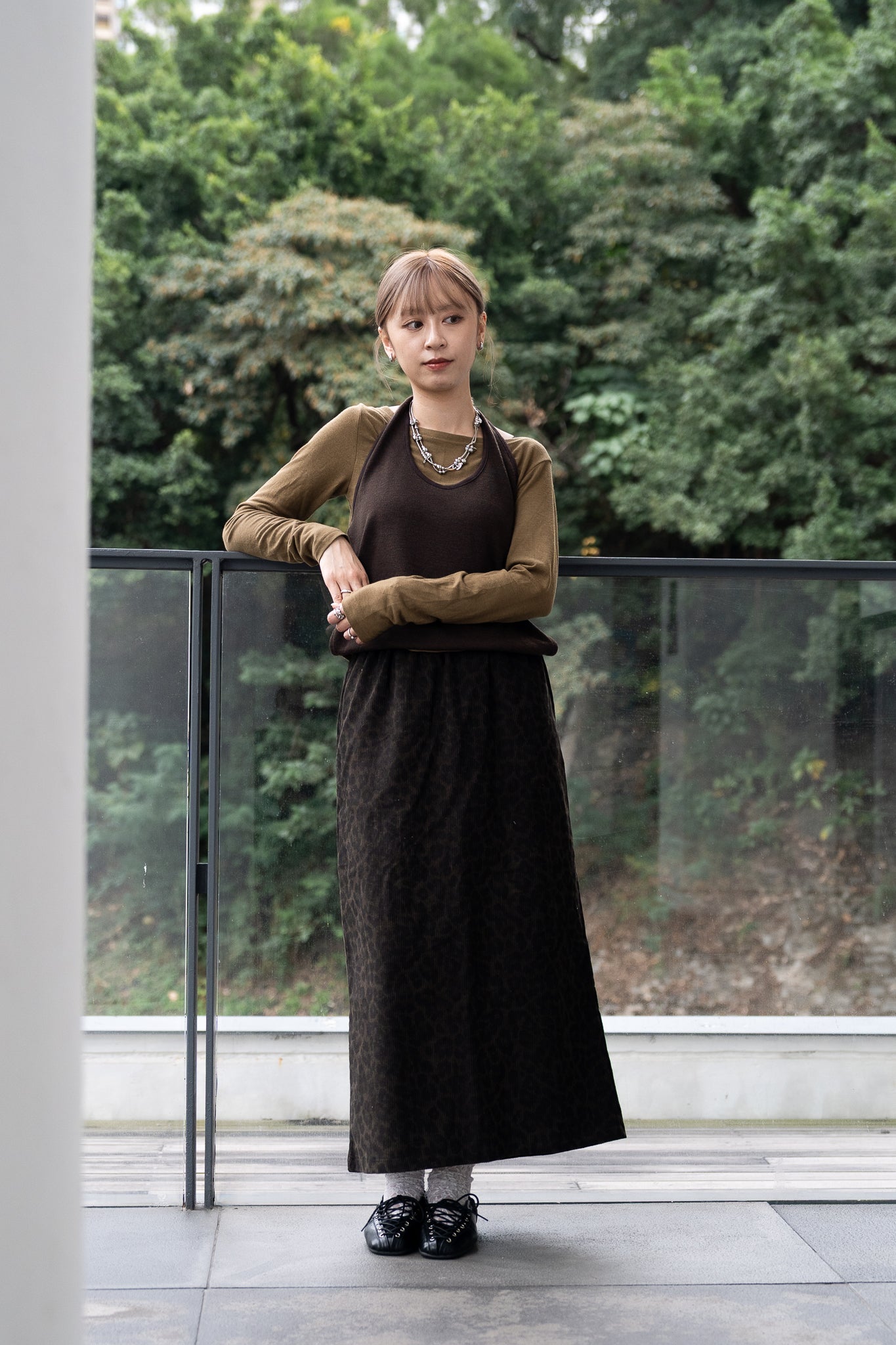 leopard corduroy skirt 現貨