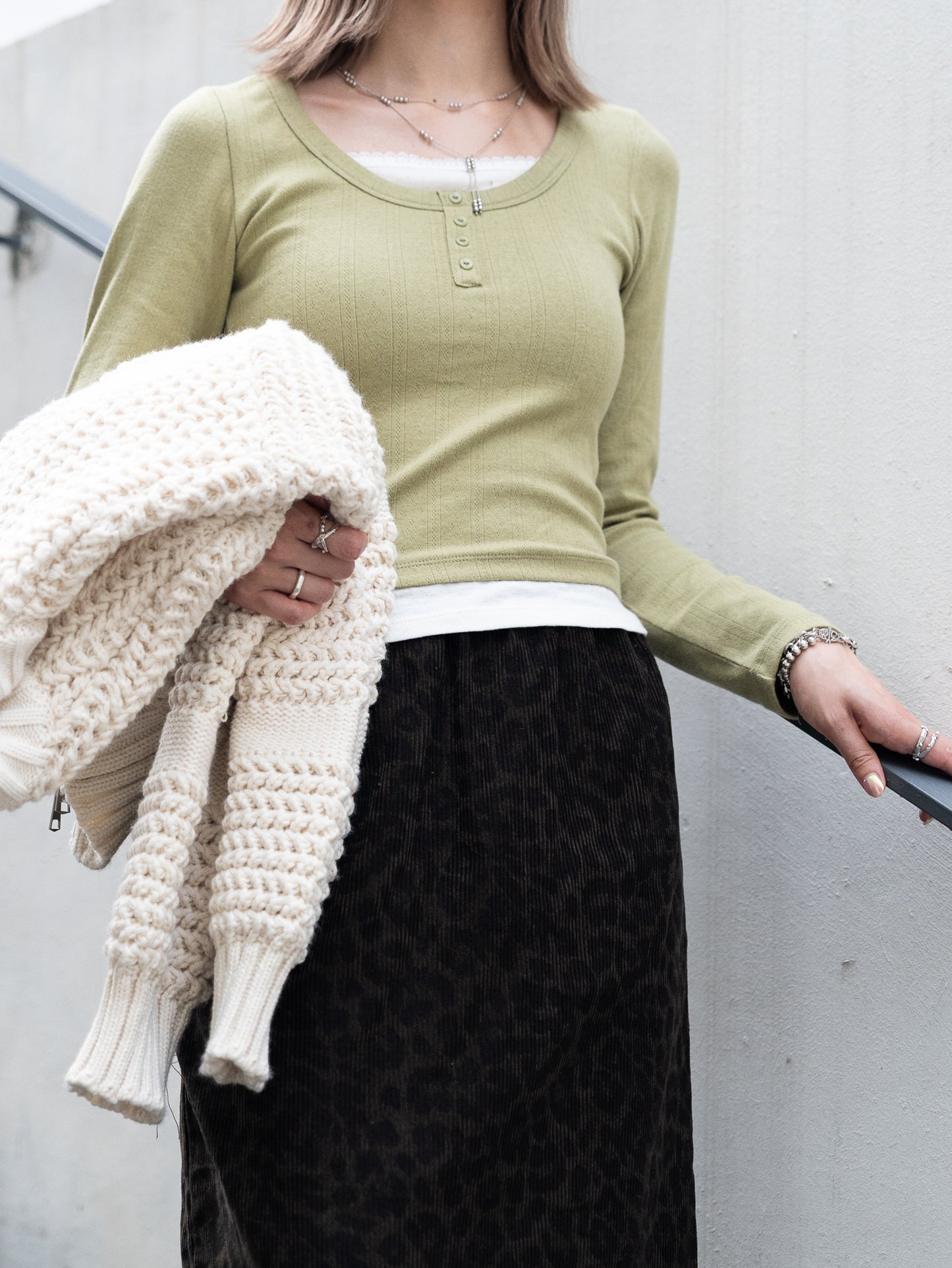 year end sale -2-in 1 button tee （matcha/grey/brown/black)