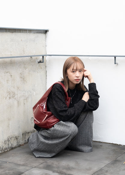 wool knit top (charocal/brown) 現貨