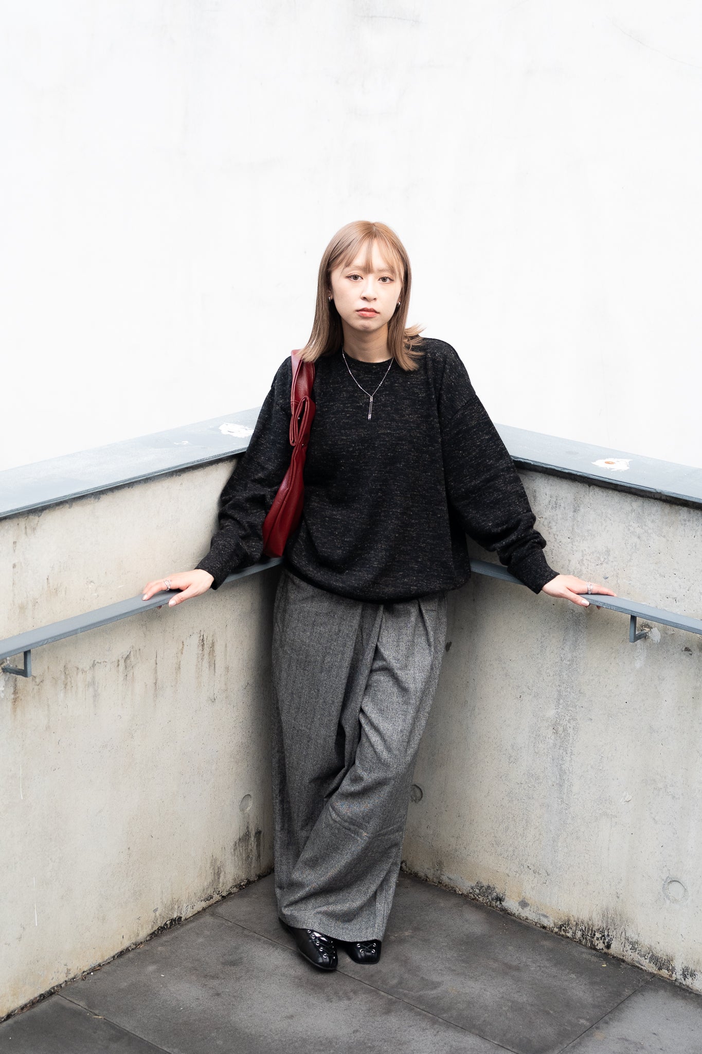 wool wide pants (charcoal/grey) 現貨