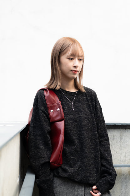 wool knit top (charocal/brown) 現貨