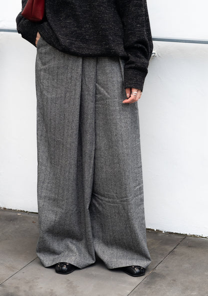 wool wide pants (charcoal/grey) 現貨