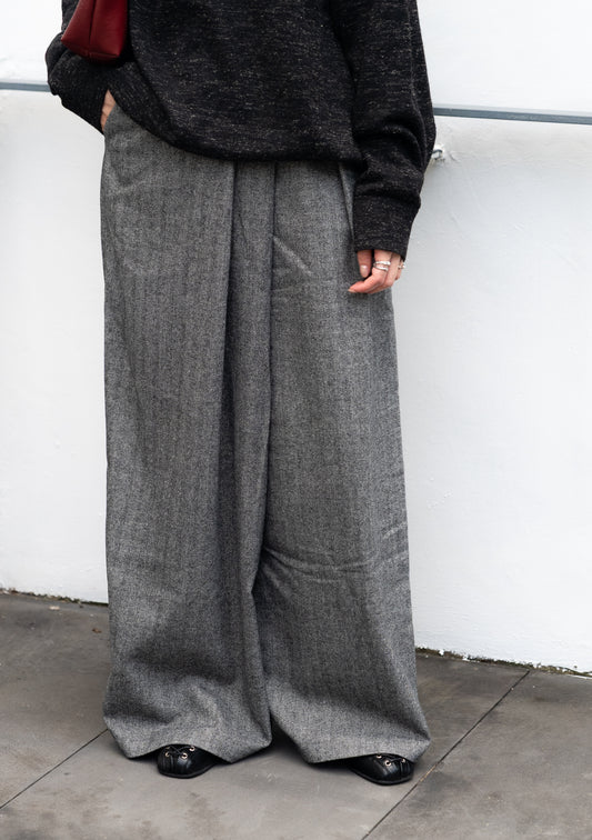 wool wide pants (charcoal/grey) 現貨
