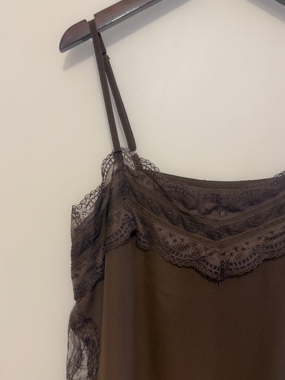 long lace vest(brown) 少量現貨