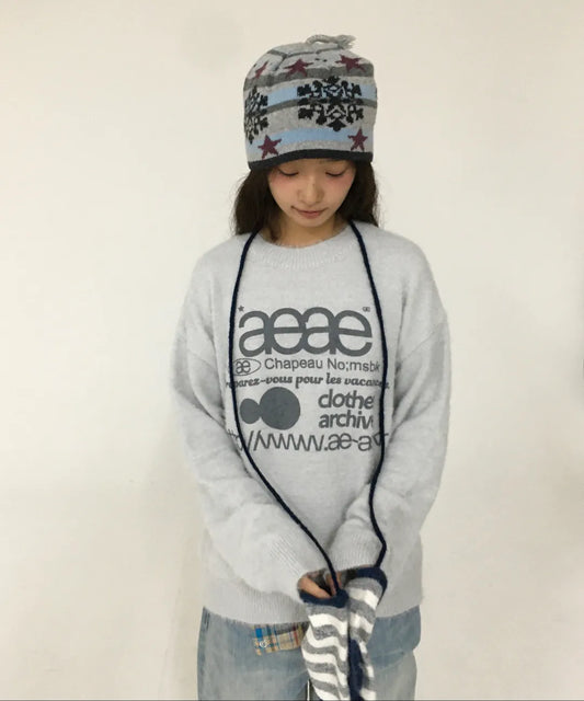 (韓國代購)AEAE WEB LOGO KNIT PULLOVER [LIGHT GREY/BLUE/TAUPE] <Black Friday~25/11>