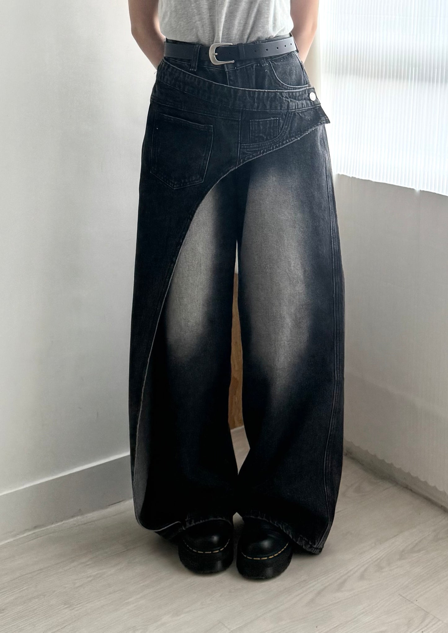 layered jeans(black)(s/m)現貨