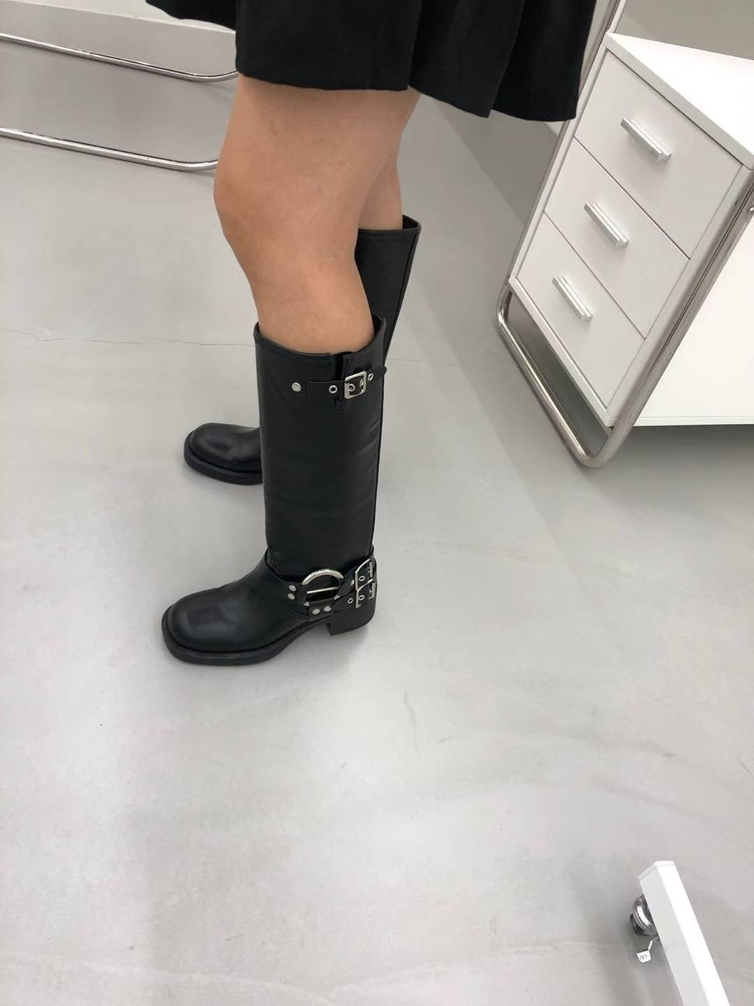 buckle boots (black/brown)(230-250)
