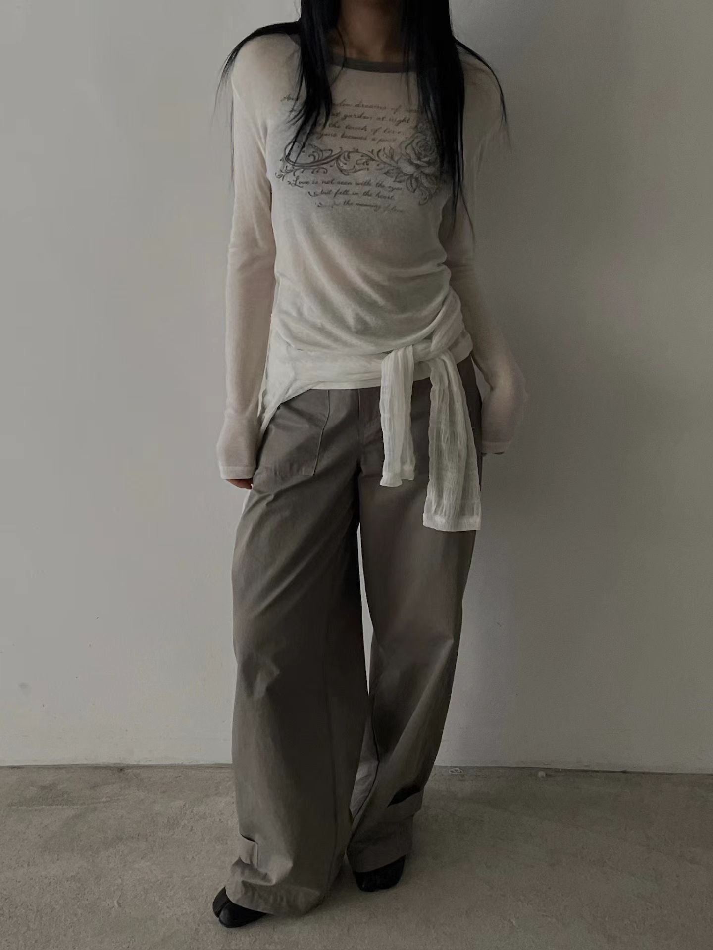 rose tee (ivory/black/charcoal/pink)