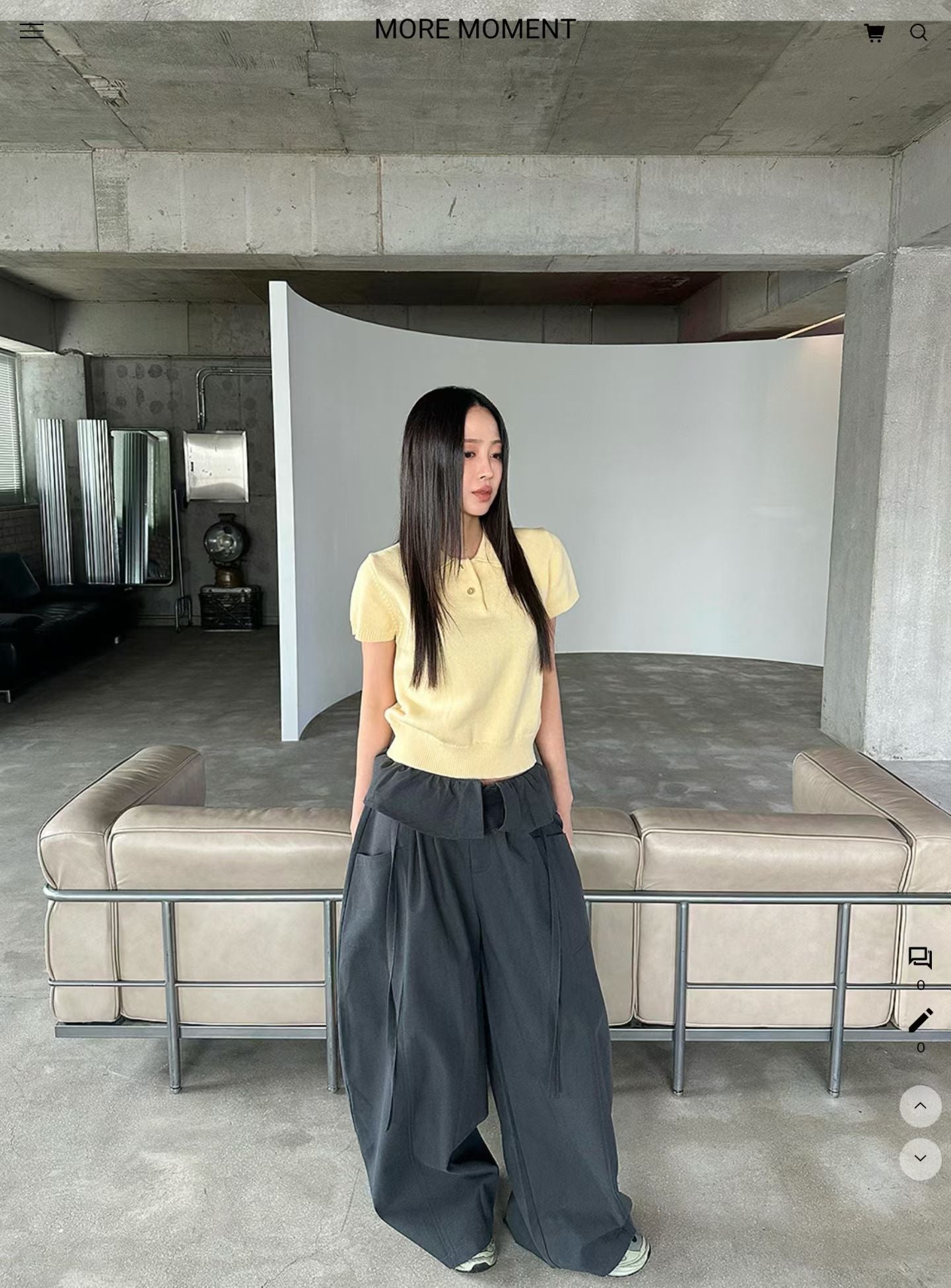 layered balloon pants （beige/black)