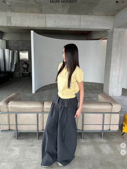 layered balloon pants （beige/black)