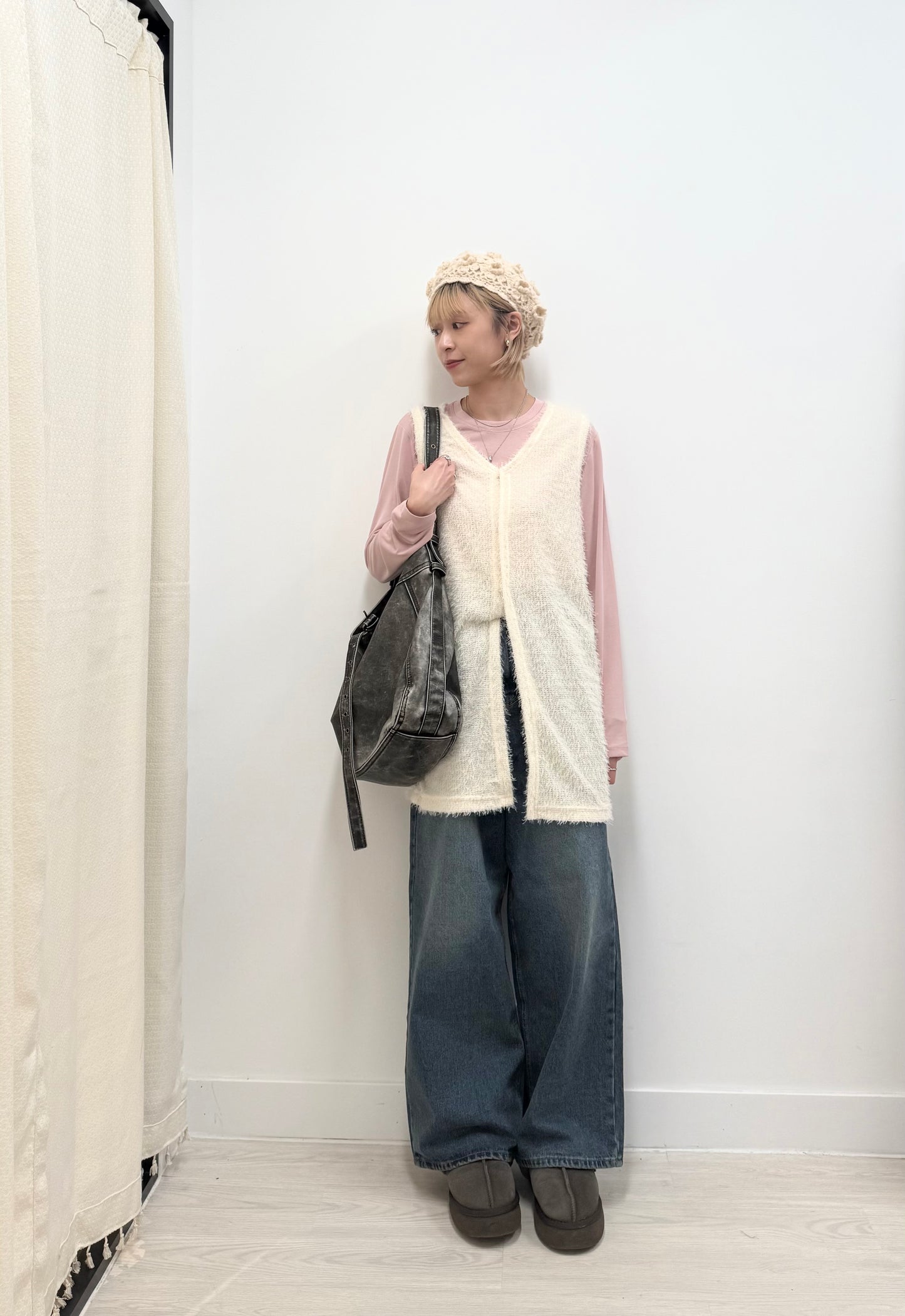 2 way momo vest(ivory/grey) *少量現貨