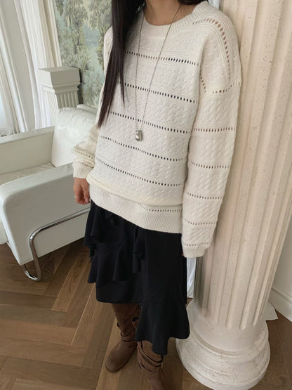 knit pullover with beanie (PRE-ORDER)