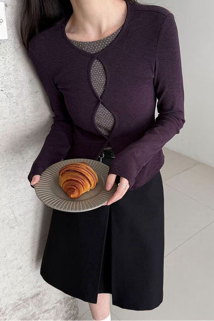 cut out tee(black/purple)