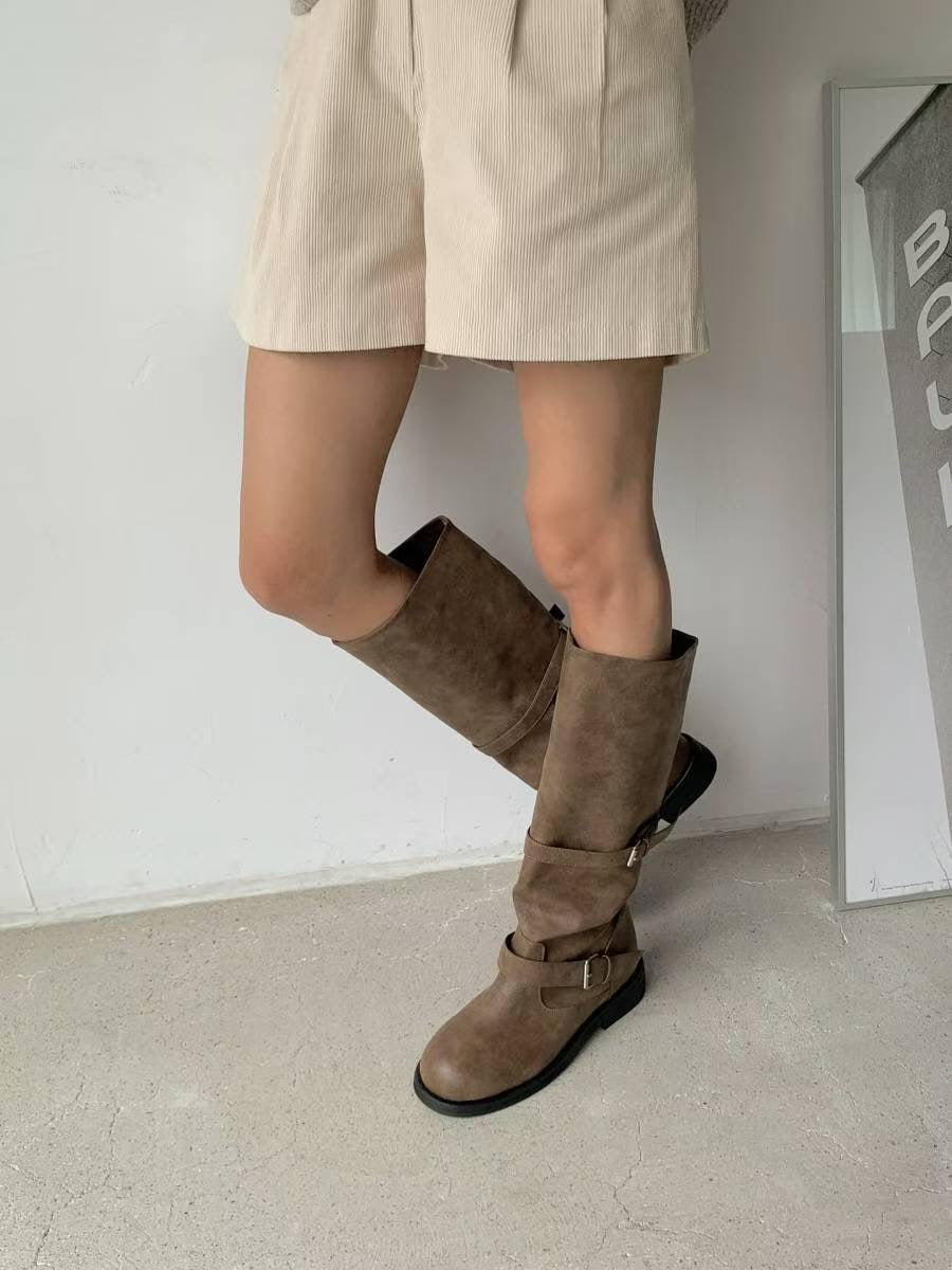 foldable buckle boots(black/brown/beige) (225-250)