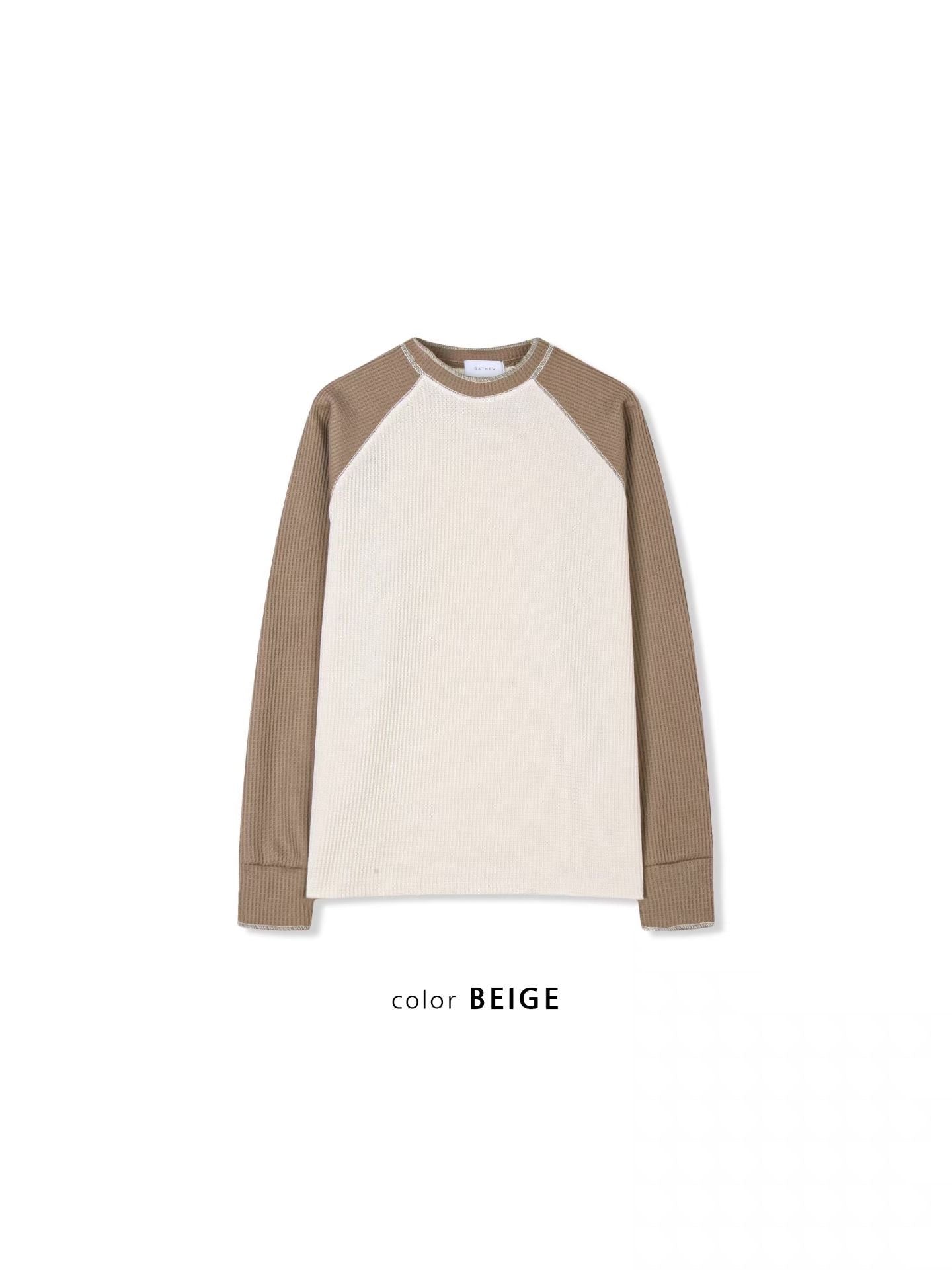 waffle raglan tee(beige/green/black)