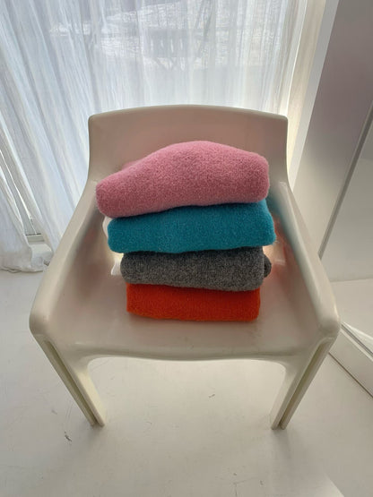 softy knit top (orange/sky blue/pink/grey)