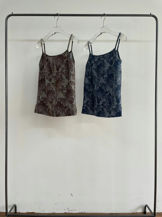 vintage flower vest (brown/blue)(現貨)