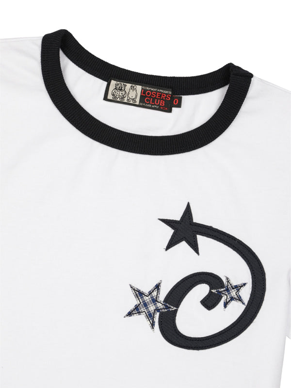 (韓國代購) LOSERSCLUB LSC STAR APPLIQUE CROP RINGER TEE WOMAN (BLACK/WHITE/GRAY)