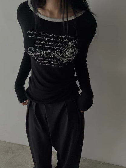 rose tee (ivory/black/charcoal/pink)