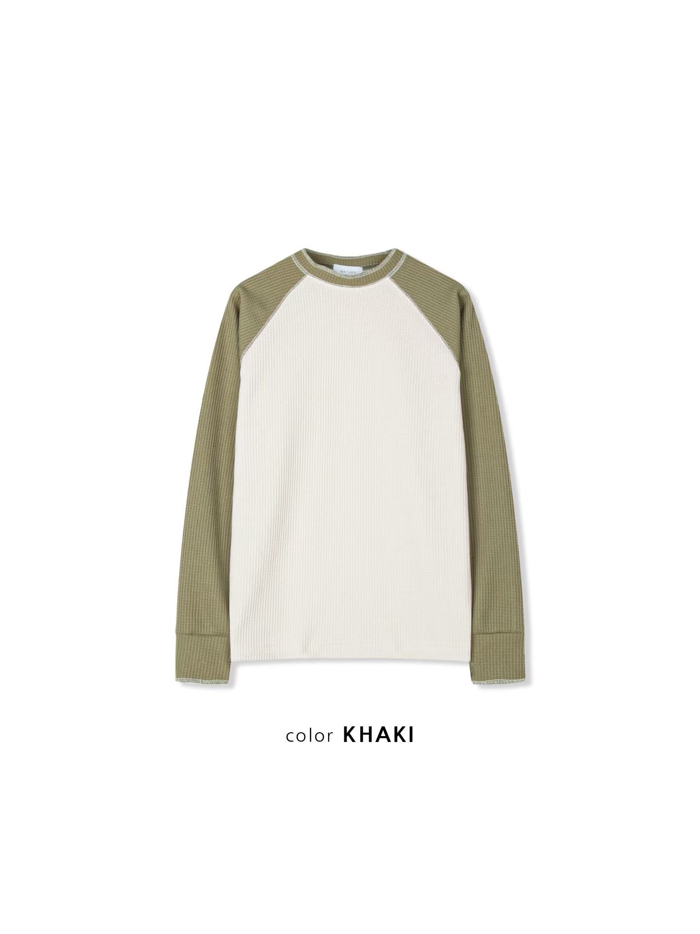 waffle raglan tee(beige/green/black)