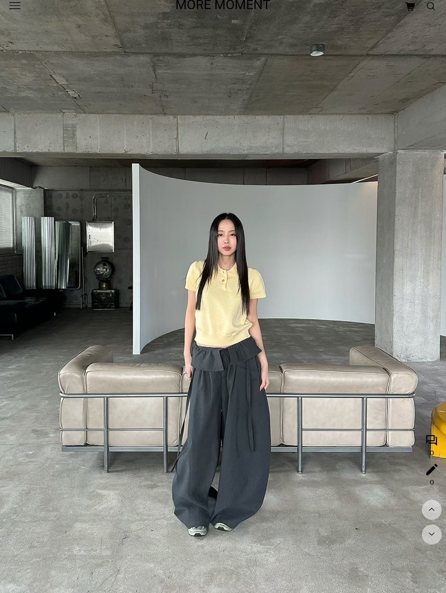 layered balloon pants （beige/black)