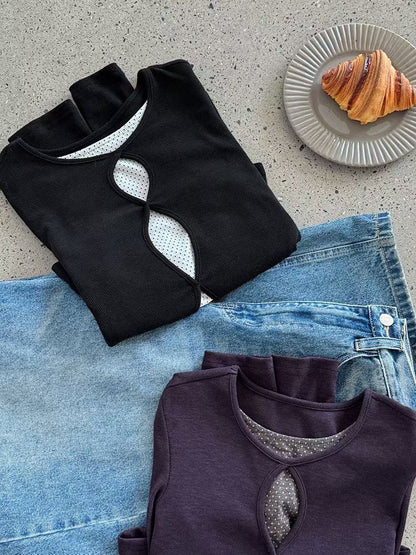 cut out tee(black/purple)