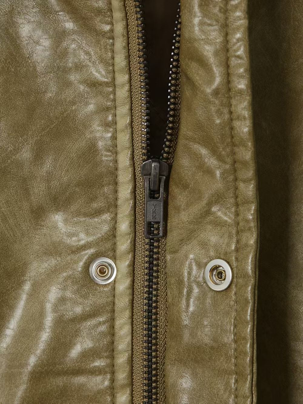 faux leather varsity jacket (olive/green/black)