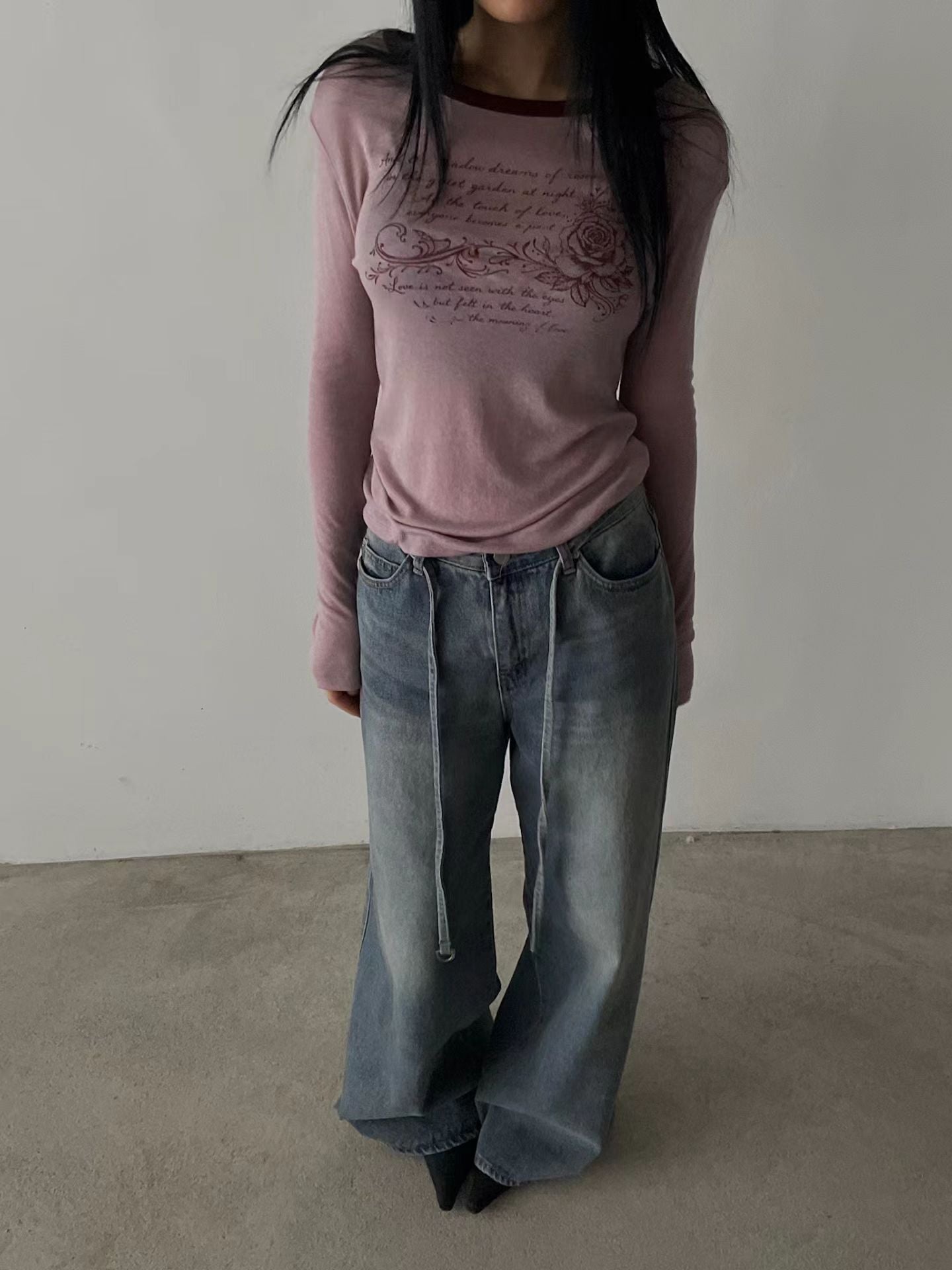 rose tee (ivory/black/charcoal/pink)