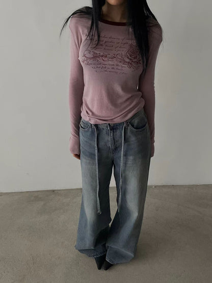 rose tee (ivory/black/charcoal/pink)