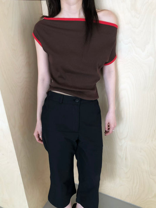 (PRE-ORDER) double color tee (brown/charcoal)
