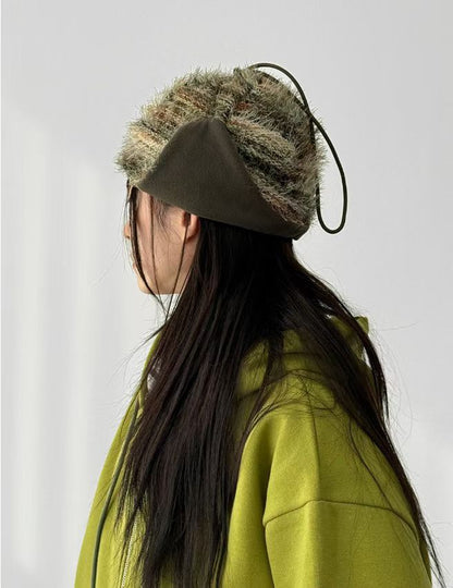 2way striped beanie (red/green）