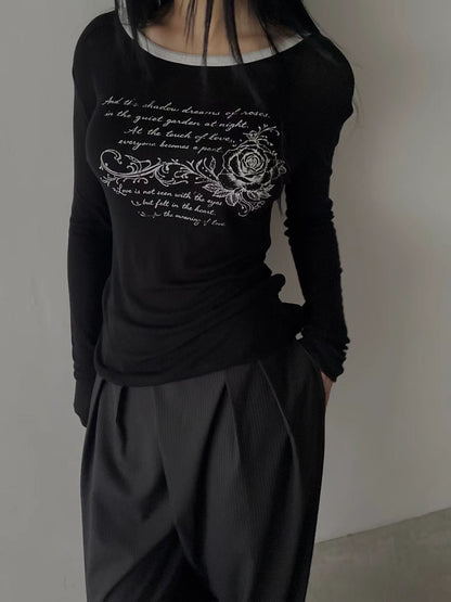 rose tee (ivory/black/charcoal/pink)