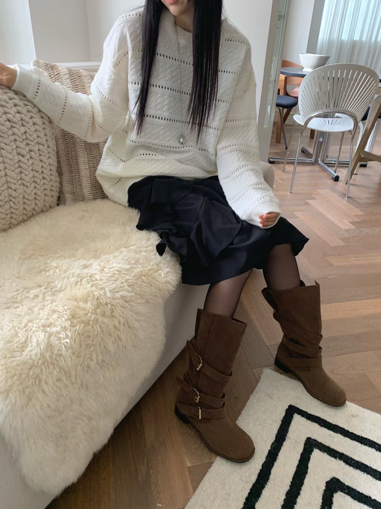 knit pullover with beanie (PRE-ORDER)