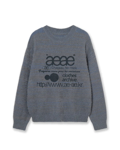 (韓國代購)AEAE WEB LOGO HAIRY KNIT [KHAKI/IVORY/SMOKY BLUE/BLACK/CHARCOAL] <Black Friday~25/11>