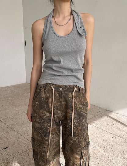 button tank top (black/wine/grey/white)