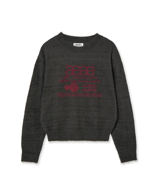 (韓國代購)AEAE WEB LOGO CROP HAIRY KNIT [IVORY/BLACK/CHARCOAL]<Black Friday~25/11>