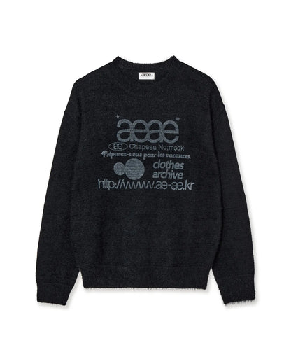 (韓國代購)AEAE WEB LOGO HAIRY KNIT [KHAKI/IVORY/SMOKY BLUE/BLACK/CHARCOAL] <Black Friday~25/11>