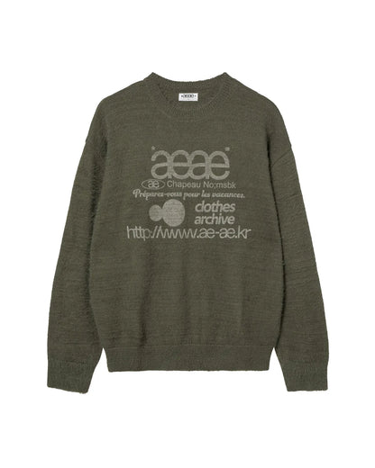 (韓國代購)AEAE WEB LOGO HAIRY KNIT [KHAKI/IVORY/SMOKY BLUE/BLACK/CHARCOAL] <Black Friday~25/11>
