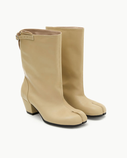 （韓國代購）PAES Wide Buckle Tabi Boots（ Lemon Beige）（230-250）《官方26/9後出貨》