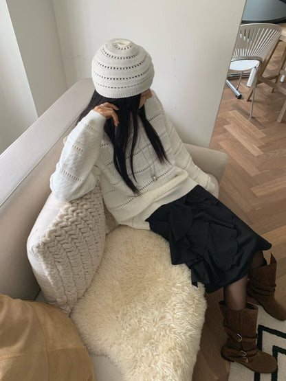 knit pullover with beanie (PRE-ORDER)