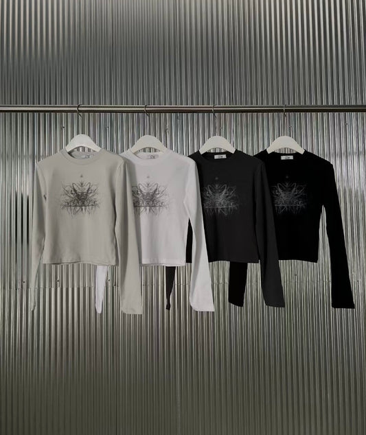 y2k staring crop tee (light grey/white/charcoal/black)