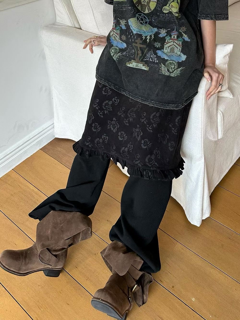 floral skirt(brown/black)