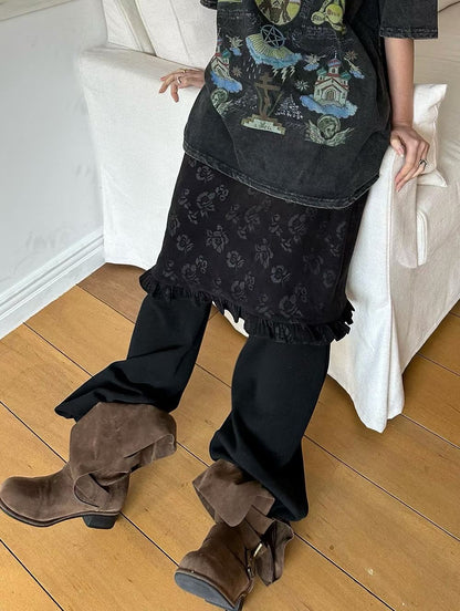 floral skirt(brown/black)