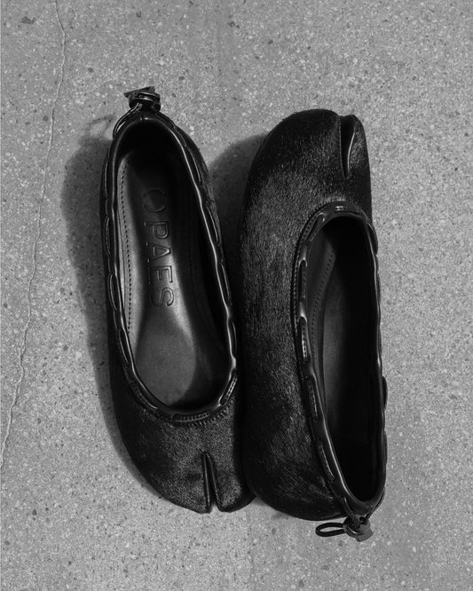（韓國代購）PAES Calf String Flat ( Calf Hair Black ) (225-255)