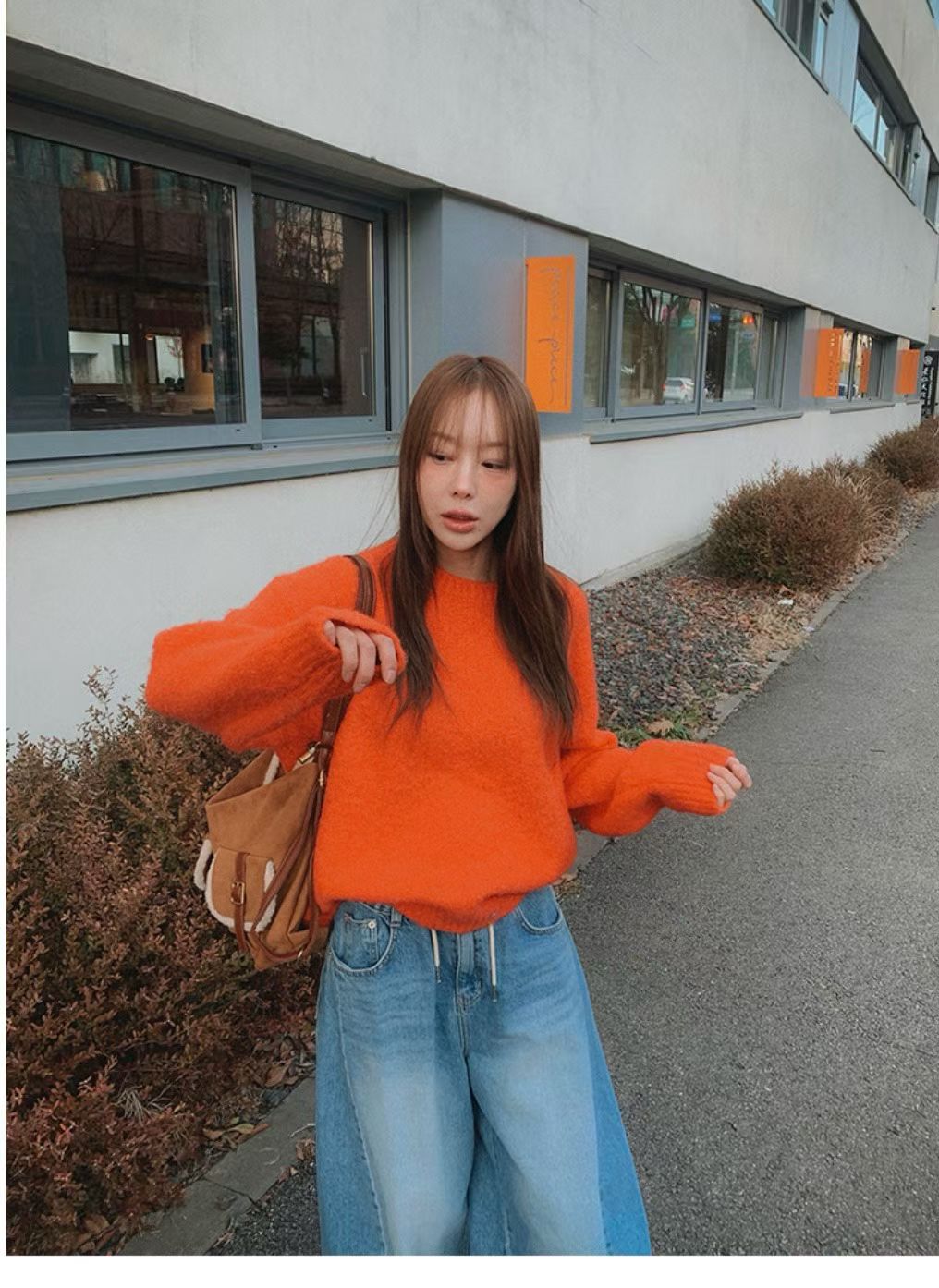 softy knit top (orange/sky blue/pink/grey)