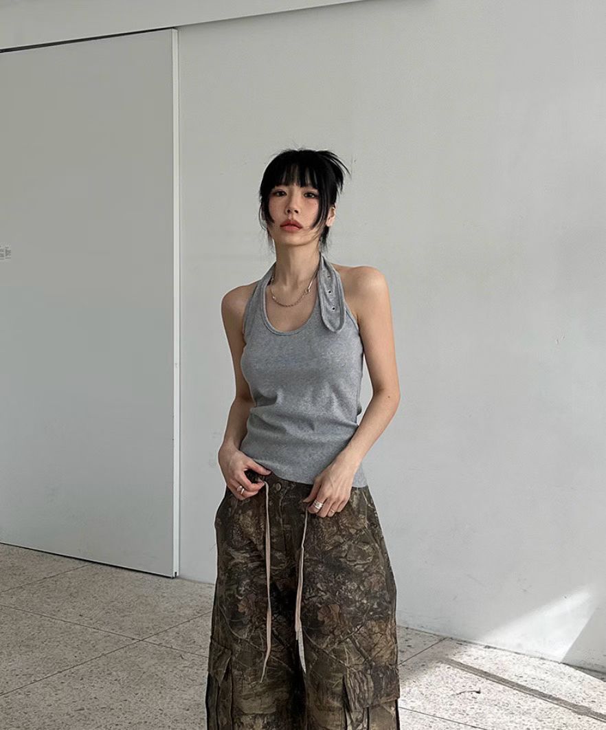 button tank top (black/wine/grey/white)