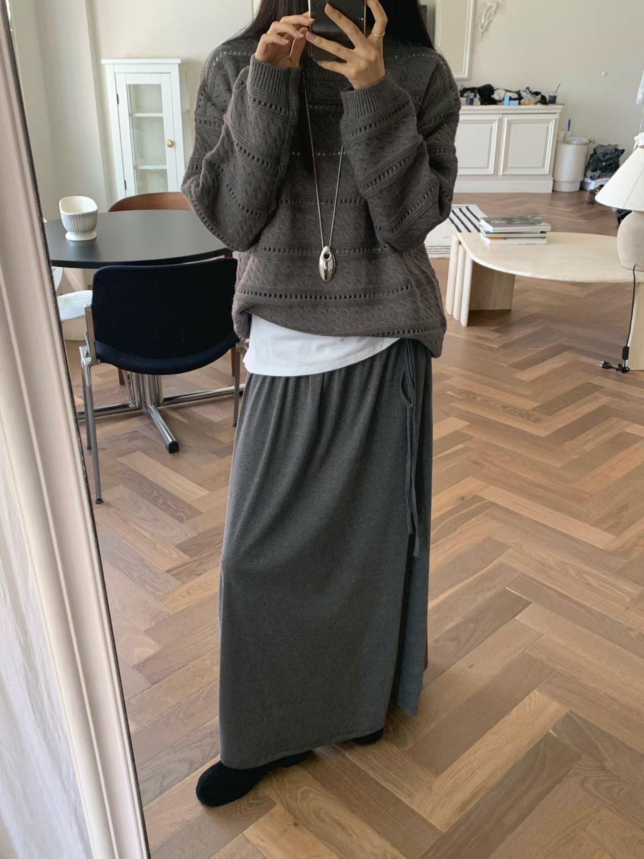 knit pullover with beanie (PRE-ORDER)